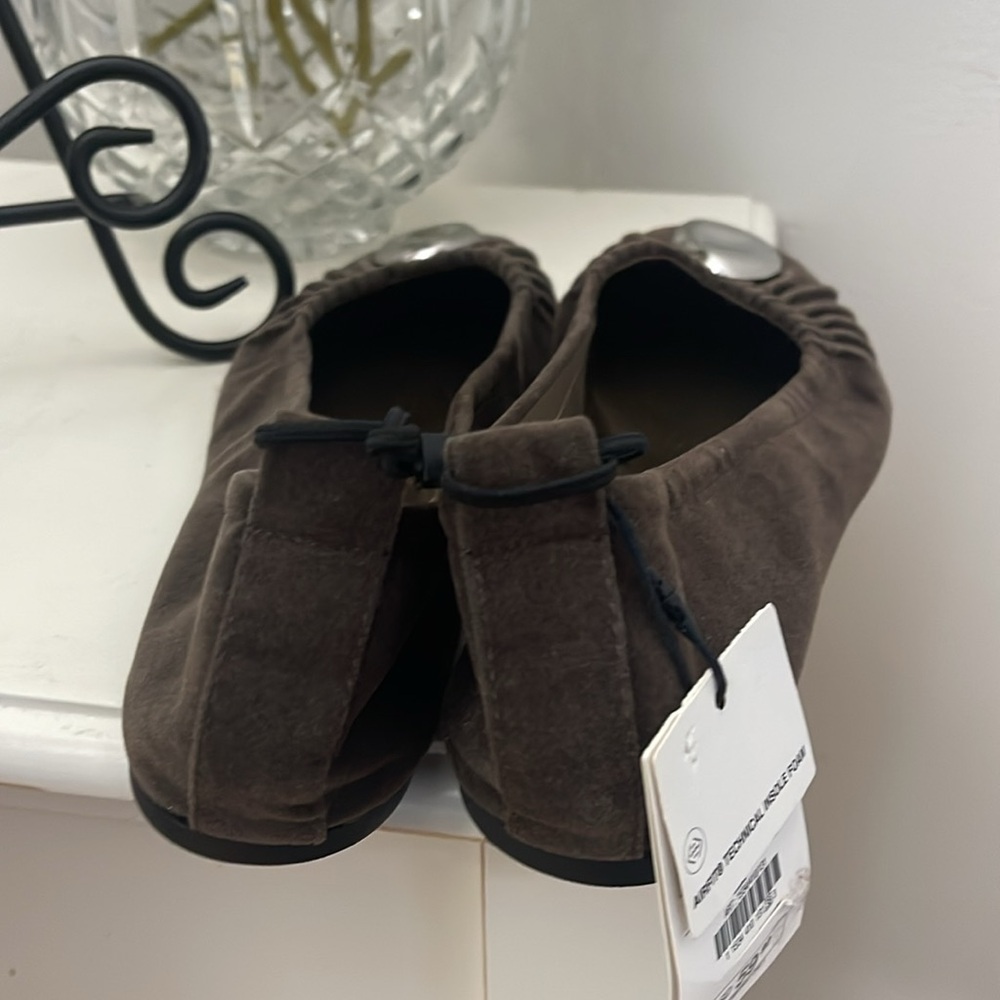 Zara Mushroom Beige Faux Suede Flats - Picture 5 of 11